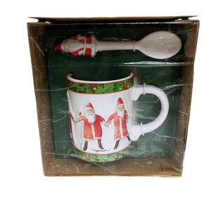 🎅 Marjolein Bastin Hallmark Santa Mug Spoon Set Christmas Collectible 🎄
